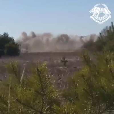 Ukranian SFO and georgian volunteers blew up russian column, source Ukrainian SFO telegram.