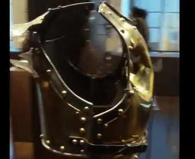 Antonie Fraveau's armor, a French soldier who died in the battle of Waterloo in 1815 from a cannonball