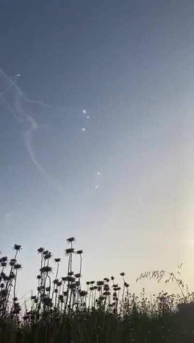 Iron Dome intercepting dozens of rockets over Sderot, Israel just now (5/10/2021)