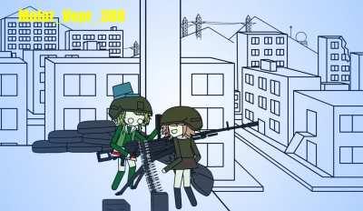 Kanna and Chihiro and an NSV Heavy Machine Gun