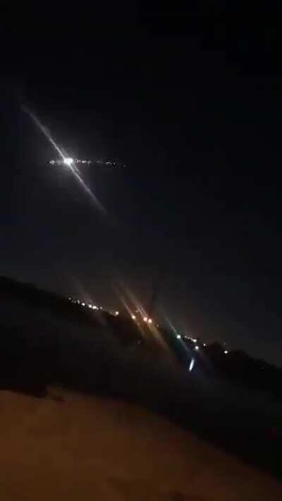 C-RAM firing at rockets launched against the Green Zone in Baghdad, Iraq a short while ago