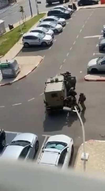 Yamam special unit of the Israeli police during battles with Palestinians, the city of Sderot