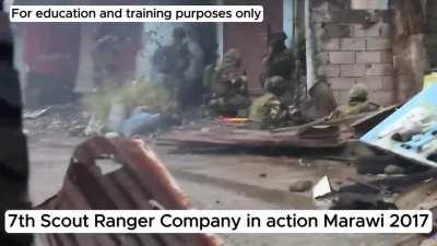 Philippine Army Scout Rangers from the 7th SR Company in action during the 2017 Battle of Marawi