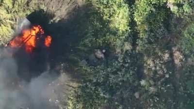 Ru Pov: Destruction of a Ukrainian Buggy with soldiers on the road to Korenevo in Kursk