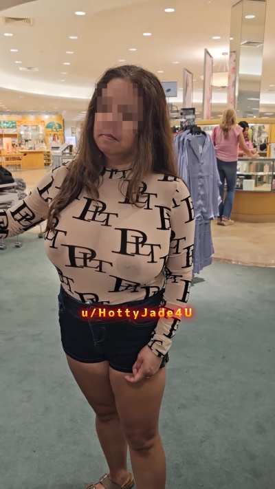 Teasing with my Asian titties while shopping 