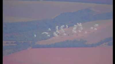 Alleged Patriot SAM batteries being hit by cluster munitions. This appears to be a different area from the previous strike, not many details available.