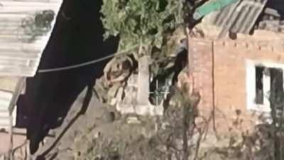 Ukrainian sniper shoots a Russian soldier while he aims his weapon, Toretsk direction