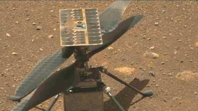 Helicopter on Mars tests its rotors for its first flight later today.