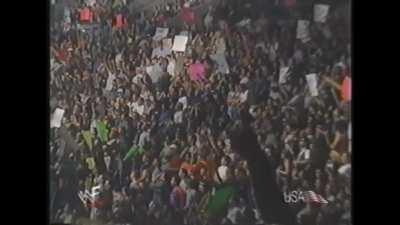 The days when WWE was so controversial in. This would never be shown now. 1999.