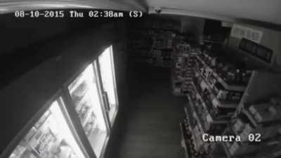 Strange shadows and objects moving caught overnight on a grocery store security cam...