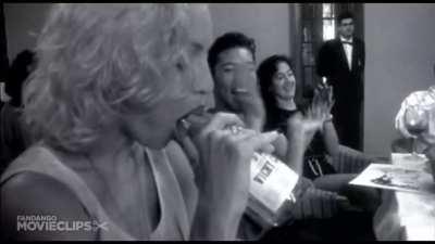 Madonna giving a blowjob to a bottle and swallowing in Truth or Dare