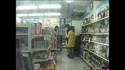 Japanese Girl Putting On A Show In A Convenience Store