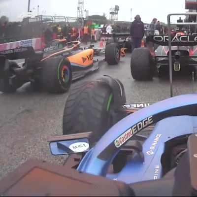 Seb inspecting other cars on the grid