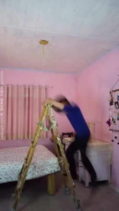 This guy remodeling his sister's room