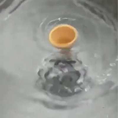 putting a waffle cone into a swirling vortex