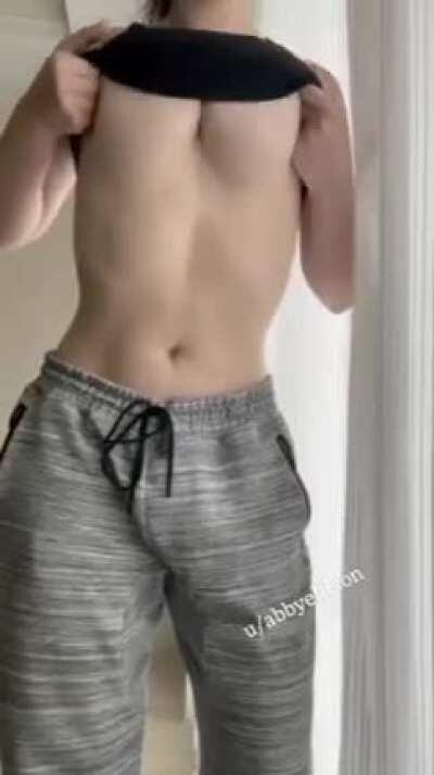 Wearing some men’s lingerie... grey sweats ;)