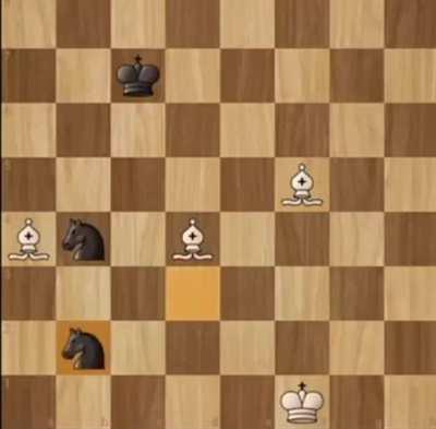 A chess game between the knight and the bishop pieces only