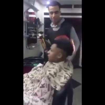 WCGW Trying to cut hair with fire.