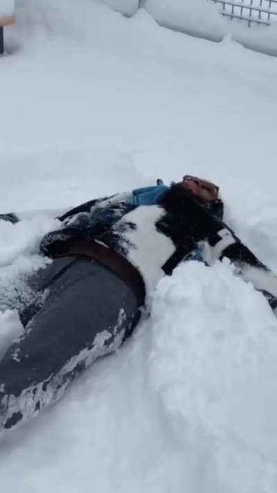 Enjoying the snow for the first time!