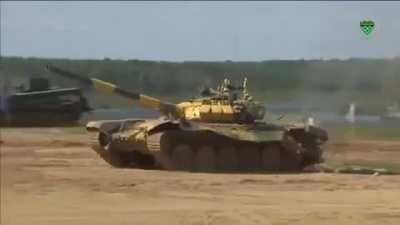 Tajikistan team's tank rammed Ugandan one and got disqualified, tank biathlon.