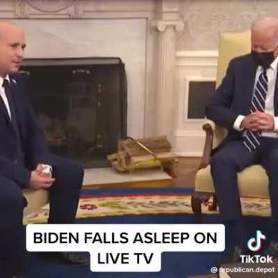 Sleepy Joe, literally. Trump was right even about nicknames.