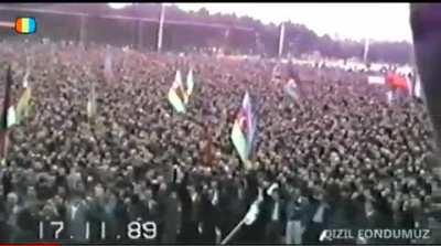 On 17.11.1989, when USSR was still on power Azerbaijani flag and anthem was aired first time in Azadliq Square. Today, this day is celebrated as National Revival Day...