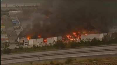 Los Angeles Amazon Warehouse on fire right now