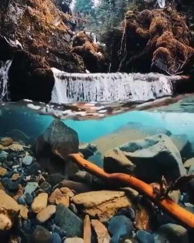 The sheer clarity of this waterfall in Alaska