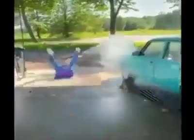 WCGW if you do not know how to handle a pressure washer...