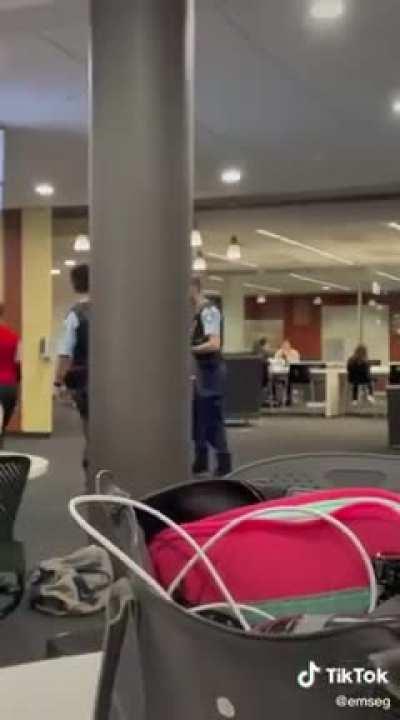 Someone arrested at the library today