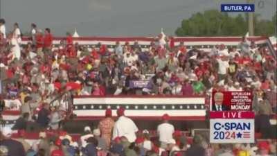 Trump just got shot in the side of the head at his rally in Pennsylvania. 