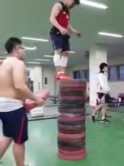 Korean Weight lifting team box jump