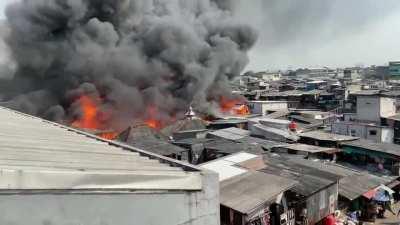 Huge Fire in Teluk Gong, Jakarta, Indonesia 17/07/2021