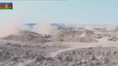 Azerbaijani soldiers fighting on the frontlines.