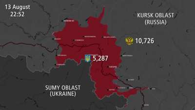 Animated map of Ukraine's Kursk offensive (August 6 - 22)