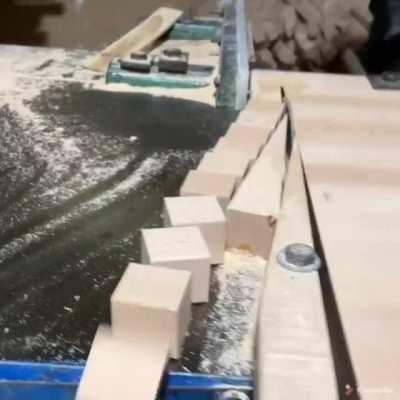 Cutting blocks of wood