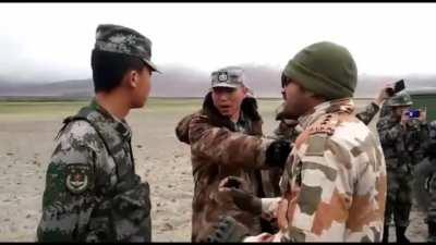 Indo-tibbet border police calming Chinese armies to stay at their side of the border..