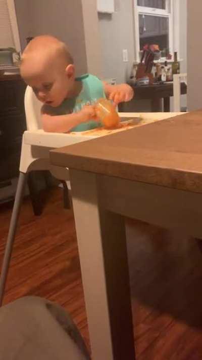 My son learning about gravity