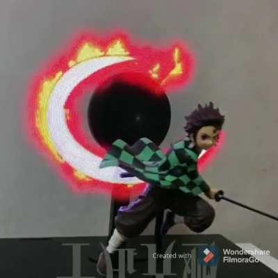 This Demon Slayer figure has an animating background