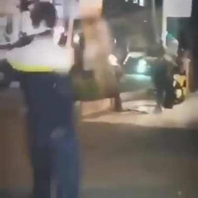 Brave Iranian woman holding the line &amp;amp; pushing the Islamic Republic guards back