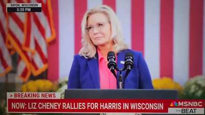 Liz Cheney receives chants of &quot;Thank you, Liz&quot; from the crowd of Democrats watching her speak in favor of electing Harris