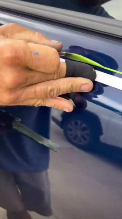 Lime green pinstripe on a car