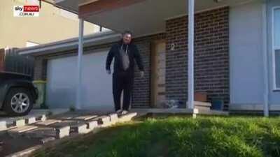 Australian prime minister being yelled to step off the grass by home owner LIVE