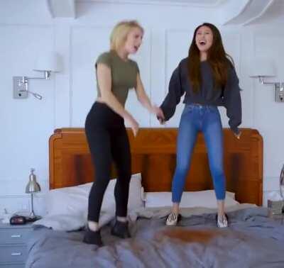 Bouncing on the bed with Olivia