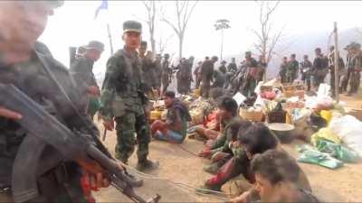 KNLA raid Myanmar army outpost, killing some enemies and capturing POWs and weapons, 2021. Music from source