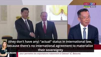 China's ambassador to France (Lu Shaye) unabashedly asserts that the former Soviet republics have « no effective status in international law » as « sovereign states » ; denies the very existence of countries like Ukraine, Lithuania, Estonia, Kazakhstan, e