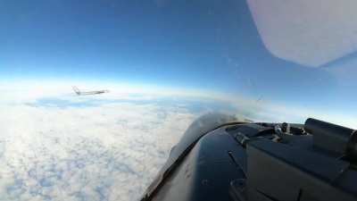 A Russian Su-35 aircraft intervens in a dangerous maneuver against a US fighter jet off the coast of Alaska