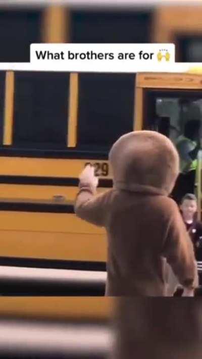 He surprised his lil brother with different costumes everyday when he got off the bus