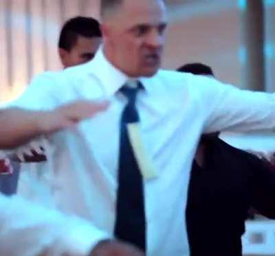 Wedding guests perform a moving haka dance.