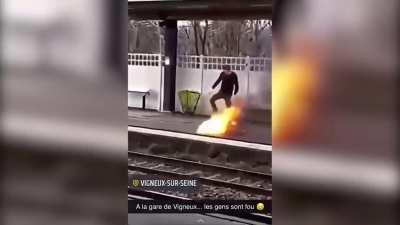 Guy Steps In Fire, Gets Burned Alive